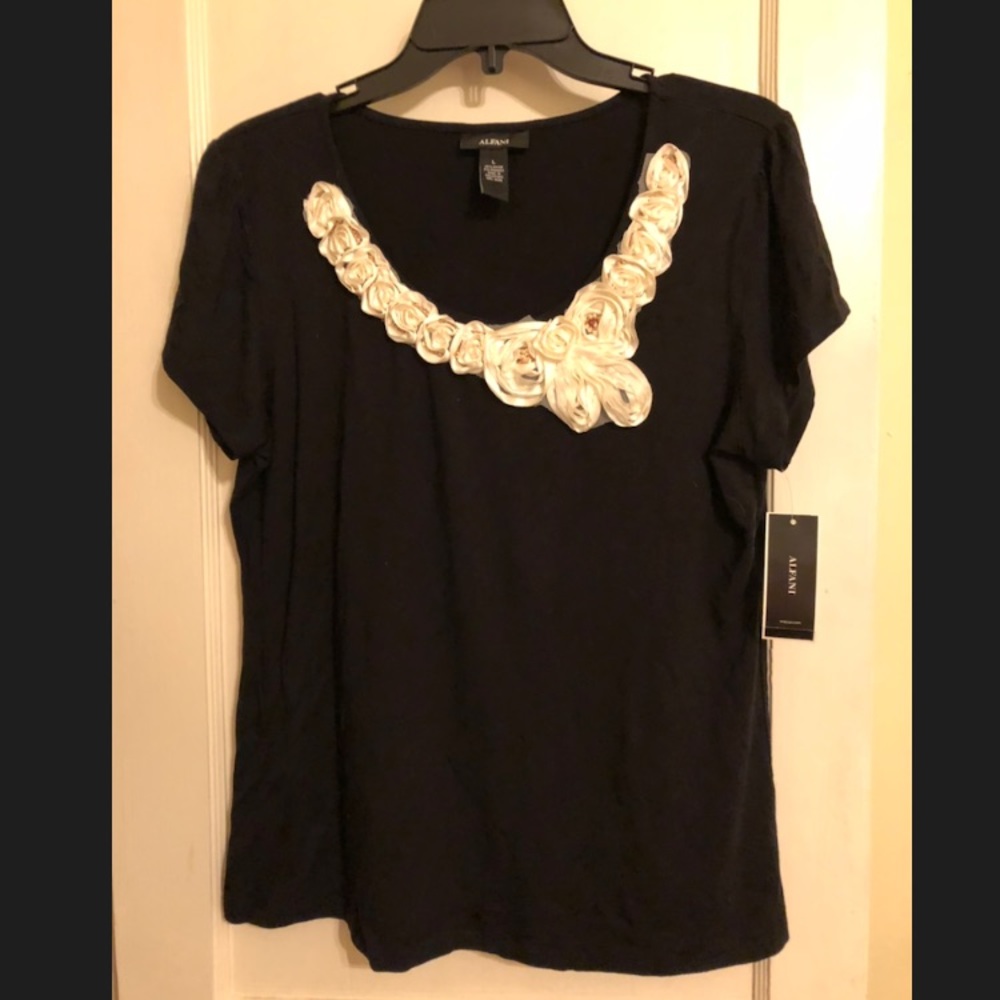 Alfani Floral Accent Knit Blouse